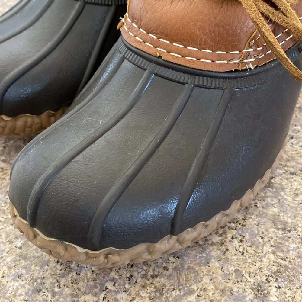 L.L. Bean Lined Upper Rubber Leather  Boots 6M CM Low Duck Boots -No Innersoles